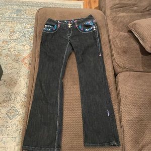 COOGI Black Colorful Embroidery Bootcut Jeans 9/10